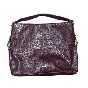 Burgundy Pebbled Faux Leather Hobo Shoulder Bag Large Slouchy